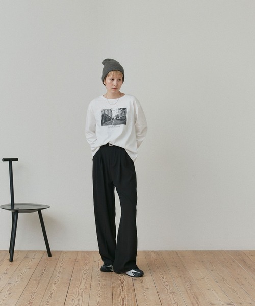 ad thie(アドティエ)の「アソート フォトプリント ロンT(Tシャツ/カットソー・レディース・ブラック/ピンク/ブラウン/オフホワイト・FREE)」の5枚目の写真