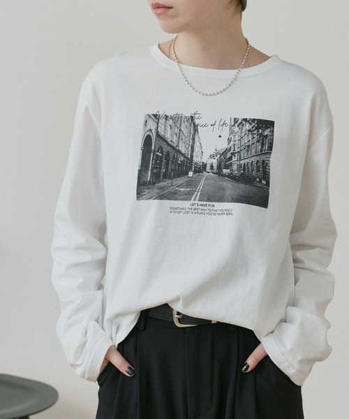 ad thie(アドティエ)の「アソート フォトプリント ロンT(Tシャツ/カットソー・レディース・ブラック/ピンク/ブラウン/オフホワイト・FREE)」の7枚目の写真