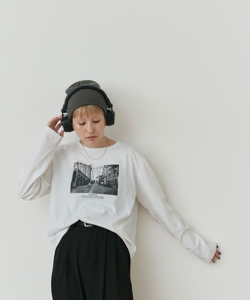 ad thie(アドティエ)の「アソート フォトプリント ロンT(Tシャツ/カットソー・レディース・ブラック/ピンク/ブラウン/オフホワイト・FREE)」の8枚目の写真