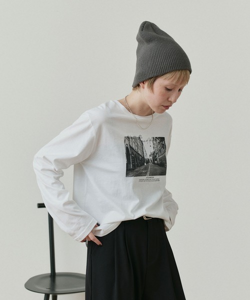 ad thie(アドティエ)の「アソート フォトプリント ロンT(Tシャツ/カットソー・レディース・ブラック/ピンク/ブラウン/オフホワイト・FREE)」の9枚目の写真