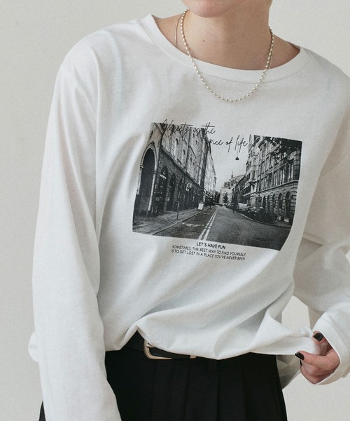 ad thie(アドティエ)の「アソート フォトプリント ロンT(Tシャツ/カットソー・レディース・ブラック/ピンク/ブラウン/オフホワイト・FREE)」の10枚目の写真