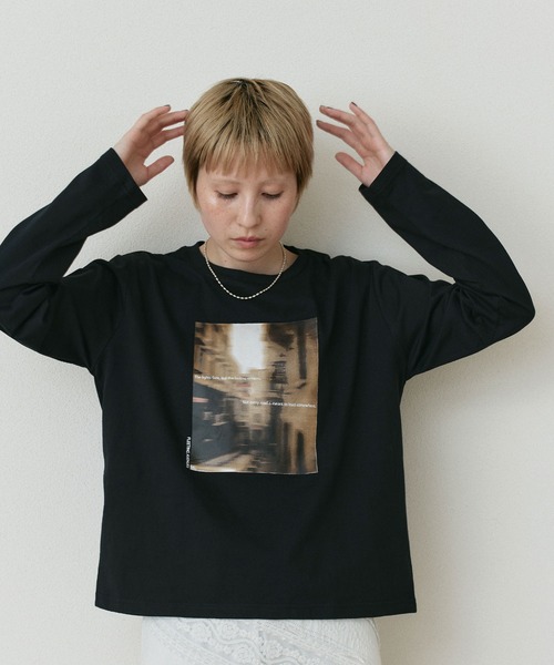 ad thie(アドティエ)の「アソート フォトプリント ロンT(Tシャツ/カットソー・レディース・ブラック/ピンク/ブラウン/オフホワイト・FREE)」の16枚目の写真