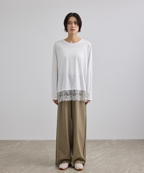 SALON adam et rope'（サロン アダム エ ロペ）の「【WEB限定】ヘムレースプルオーバーカットソー（Tシャツ/カットソー・レディース・オフホワイト/ブラック・FREE）」の17枚目の写真