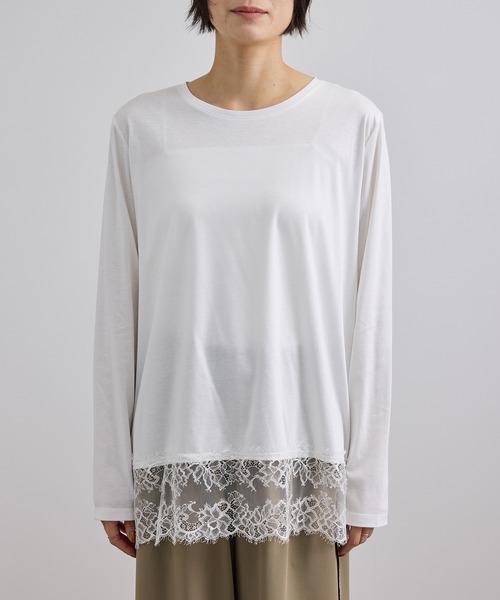 SALON adam et rope'（サロン アダム エ ロペ）の「【WEB限定】ヘムレースプルオーバーカットソー（Tシャツ/カットソー・レディース・オフホワイト/ブラック・FREE）」の18枚目の写真