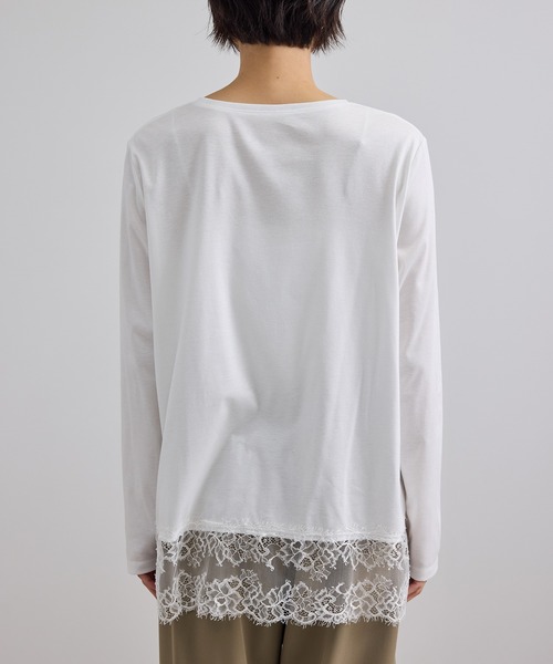 SALON adam et rope'（サロン アダム エ ロペ）の「【WEB限定】ヘムレースプルオーバーカットソー（Tシャツ/カットソー・レディース・オフホワイト/ブラック・FREE）」の20枚目の写真