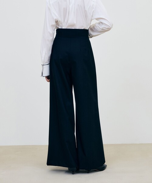 DES PRES(デ・プレ)の「【WEB先行予約】 ウールカシミヤポプリンメルトン コルセットワイドパンツ(スラックス・レディース・ライトグレー/ブラック/ブラック系その他・34/36/32)」の7枚目の写真