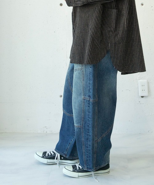 URCH RNA(アーチ アールエヌエー)の「R4511 切替デニムのクラフトパンツ(デニムパンツ・レディース・ライトインディゴブルー/ダークインディゴブルー・FREE)」の1枚目の写真