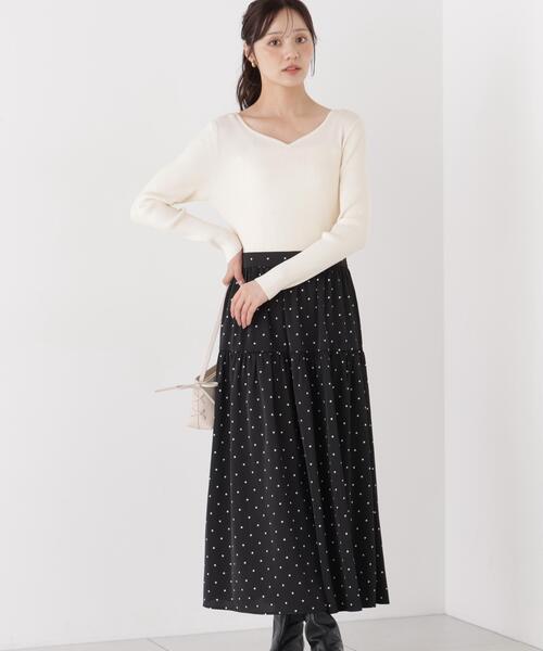 PROPORTION BODY DRESSING(プロポーションボディドレッシング)の「ドットティアードニットドッキングワンピース / 1216240007(ワンピース・レディース・ブラウン/ホワイト系その他・P/S/MEDIUM)」の2枚目の写真