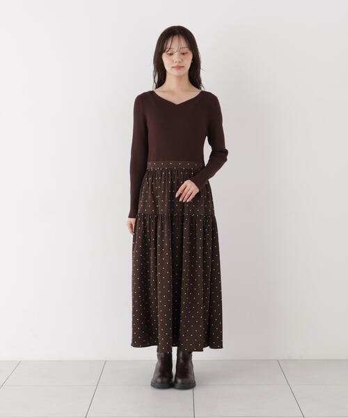PROPORTION BODY DRESSING(プロポーションボディドレッシング)の「ドットティアードニットドッキングワンピース / 1216240007(ワンピース・レディース・ブラウン/ホワイト系その他・P/S/MEDIUM)」の4枚目の写真