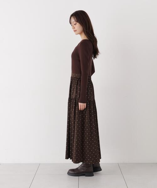 PROPORTION BODY DRESSING(プロポーションボディドレッシング)の「ドットティアードニットドッキングワンピース / 1216240007(ワンピース・レディース・ブラウン/ホワイト系その他・P/S/MEDIUM)」の5枚目の写真