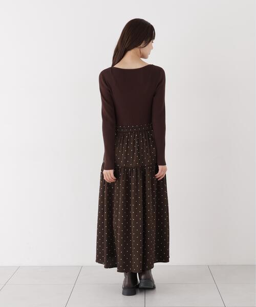 PROPORTION BODY DRESSING(プロポーションボディドレッシング)の「ドットティアードニットドッキングワンピース / 1216240007(ワンピース・レディース・ブラウン/ホワイト系その他・P/S/MEDIUM)」の6枚目の写真