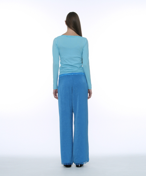 PARTIMENTO WOMEN(パルティメントウィメン)の「PWC レーストリムサテンパンツ_ブルー(その他パンツ・レディース・その他・SMALL/MEDIUM/LARGE)」の4枚目の写真