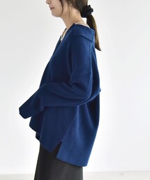 〈手洗い可能〉AQUA カシミヤ ミックス アゼ スキッパー ポロ ニット