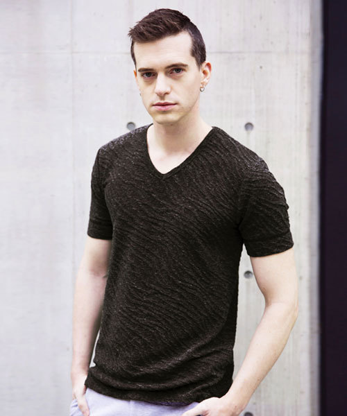 HAMNETT（ハムネット）の「【HAMNETT】 スウェルジャガードVカットソー / カットソー（Tシャツ/カットソー・メンズ・ホワイト/ブラック/グレー・M/L/S）」の3枚目の写真