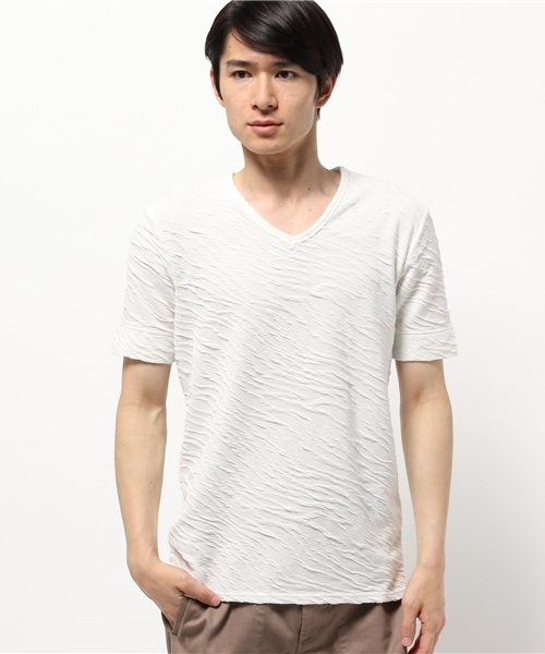 HAMNETT（ハムネット）の「【HAMNETT】 スウェルジャガードVカットソー / カットソー（Tシャツ/カットソー・メンズ・ホワイト/ブラック/グレー・M/L/S）」の11枚目の写真