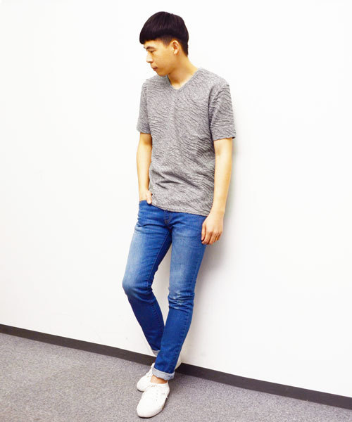 HAMNETT（ハムネット）の「【HAMNETT】 スウェルジャガードVカットソー / カットソー（Tシャツ/カットソー・メンズ・ホワイト/ブラック/グレー・M/L/S）」の12枚目の写真