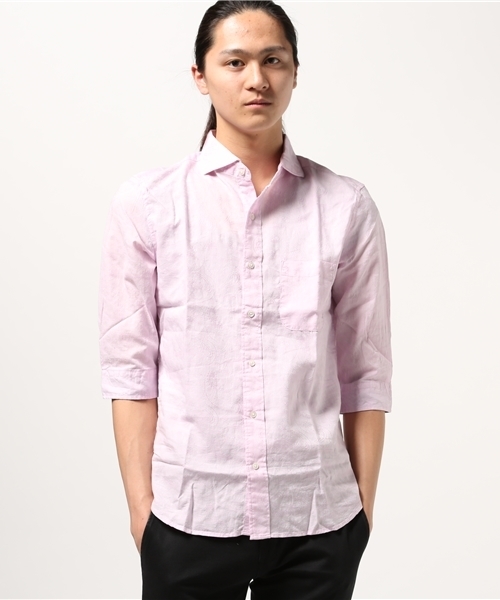 ESSENTIAL GARMENT MEN'S BIGI(エッセンシャルガーメントメンズビギ)の「ペイズリーシャンブレーシャツ(7分袖)/コットン×リネン(シャツ/ブラウス・メンズ・サックスブルー/ホワイト/ピンク/ネイビー・S/L/M)」の4枚目の写真