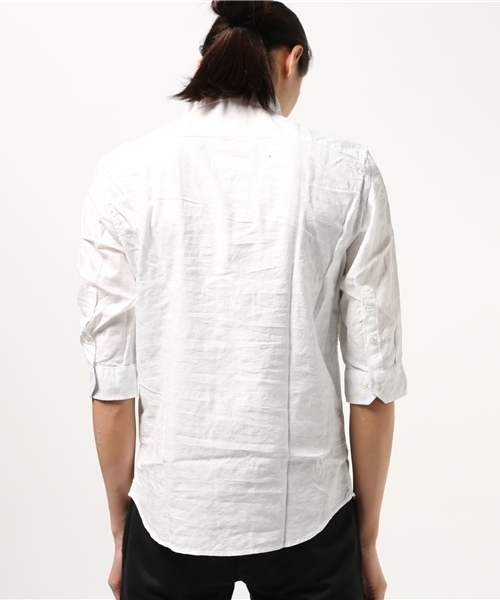 ESSENTIAL GARMENT MEN'S BIGI(エッセンシャルガーメントメンズビギ)の「ペイズリーシャンブレーシャツ(7分袖)/コットン×リネン(シャツ/ブラウス・メンズ・サックスブルー/ホワイト/ピンク/ネイビー・S/L/M)」の6枚目の写真