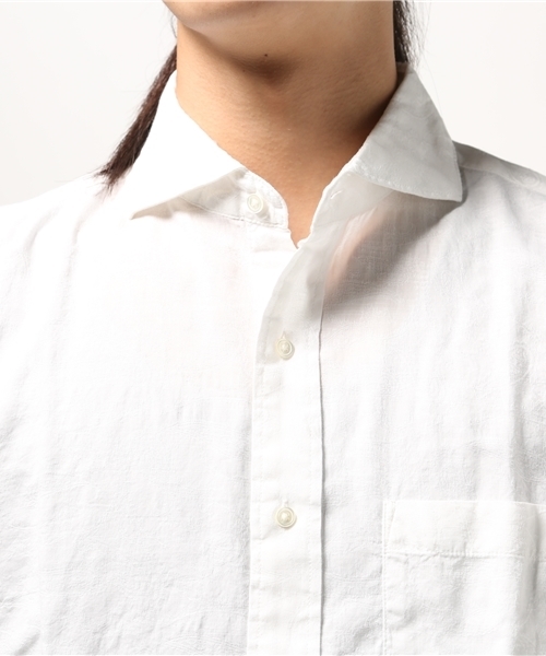 ESSENTIAL GARMENT MEN'S BIGI(エッセンシャルガーメントメンズビギ)の「ペイズリーシャンブレーシャツ(7分袖)/コットン×リネン(シャツ/ブラウス・メンズ・サックスブルー/ホワイト/ピンク/ネイビー・S/L/M)」の7枚目の写真
