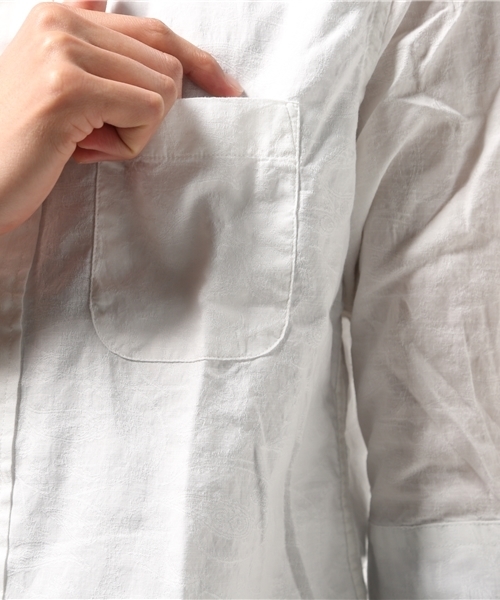 ESSENTIAL GARMENT MEN'S BIGI(エッセンシャルガーメントメンズビギ)の「ペイズリーシャンブレーシャツ(7分袖)/コットン×リネン(シャツ/ブラウス・メンズ・サックスブルー/ホワイト/ピンク/ネイビー・S/L/M)」の10枚目の写真