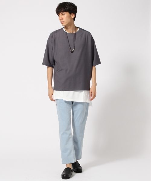 HARE（ハレ）の「TRサイドスリットプルオーバー(HARE)（Tシャツ/カットソー・メンズ・ベージュ/ブラック/グレー・SMALL/LARGE/MEDIUM）」の14枚目の写真