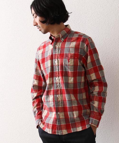 coen（コーエン）の「ウインターリネンミックスチェックボタンダウンシャツ（シャツ/ブラウス・メンズ・ネイビー/レッド・X-LARGE/LARGE/X-SMALL/MEDIUM/SMALL）」の17枚目の写真