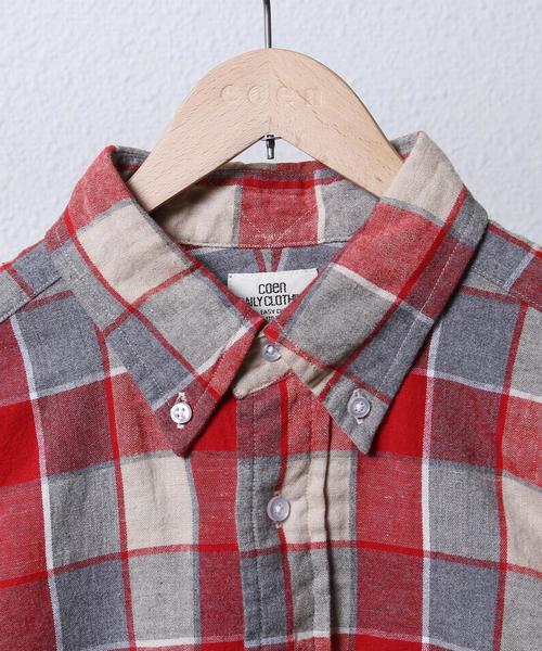 coen（コーエン）の「ウインターリネンミックスチェックボタンダウンシャツ（シャツ/ブラウス・メンズ・ネイビー/レッド・X-LARGE/LARGE/X-SMALL/MEDIUM/SMALL）」の15枚目の写真