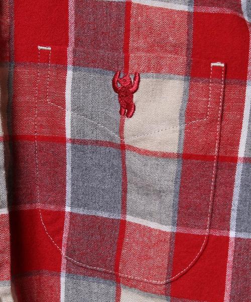 coen（コーエン）の「ウインターリネンミックスチェックボタンダウンシャツ（シャツ/ブラウス・メンズ・ネイビー/レッド・X-LARGE/LARGE/X-SMALL/MEDIUM/SMALL）」の11枚目の写真