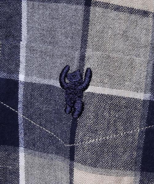 coen（コーエン）の「ウインターリネンミックスチェックボタンダウンシャツ（シャツ/ブラウス・メンズ・ネイビー/レッド・X-LARGE/LARGE/X-SMALL/MEDIUM/SMALL）」の5枚目の写真