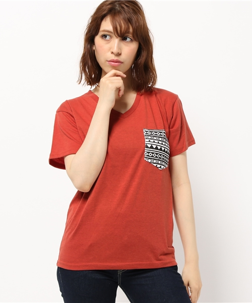 VENCEEXCHANGE(ヴァンスエクスチェンジ)の「柄ポケット半袖T(Tシャツ/カットソー・レディース・ホワイト/オフホワイト/グレー/オレンジ/ダークグリーン/コーラル/オリーブ/ネイビー・MEDIUM)」の15枚目の写真