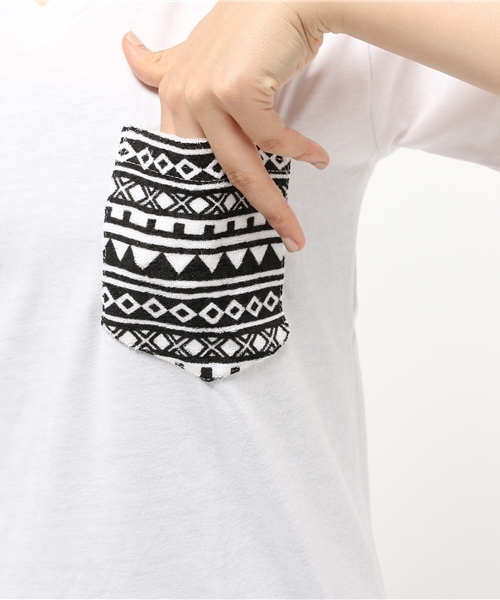 VENCEEXCHANGE(ヴァンスエクスチェンジ)の「柄ポケット半袖T(Tシャツ/カットソー・レディース・ホワイト/オフホワイト/グレー/オレンジ/ダークグリーン/コーラル/オリーブ/ネイビー・MEDIUM)」の17枚目の写真