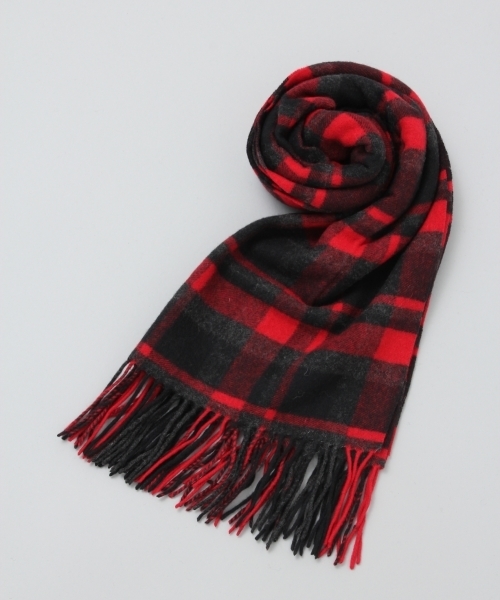 HARE（ハレ）の「【カシミヤブレンド】ブロックチェックマフラー(HARE)（マフラー・メンズ・イエロー/レッド・FREE）」の2枚目の写真