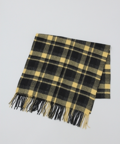 HARE（ハレ）の「【カシミヤブレンド】ブロックチェックマフラー(HARE)（マフラー・メンズ・イエロー/レッド・FREE）」の3枚目の写真