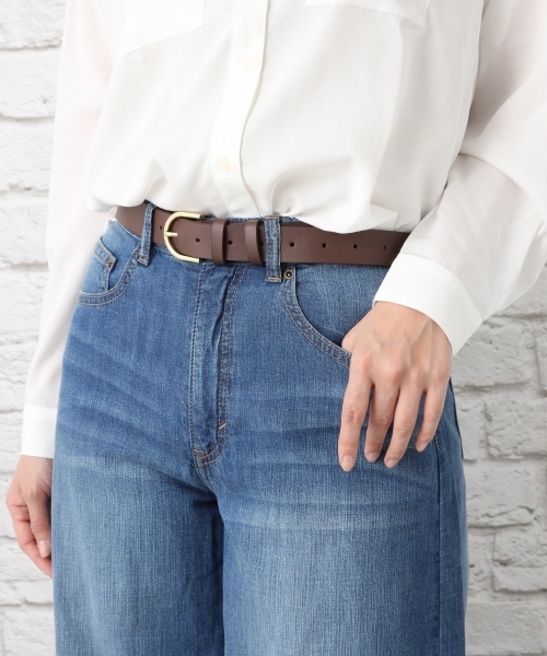 LEPSIM（レプシィム）の「バックルシンプルベルト　745534（ベルト・レディース・ダークブラウン/ブラック/ライトベージュ・ONE SIZE）」の3枚目の写真