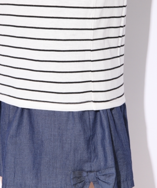 repipi armario（レピピ アルマリオ）の「ボーダーカタアキTシャツ（Tシャツ/カットソー・キッズ・ライトブルー/ホワイト×ブラック/ネイビー・SMALL/X-SMALL/MEDIUM）」の14枚目の写真