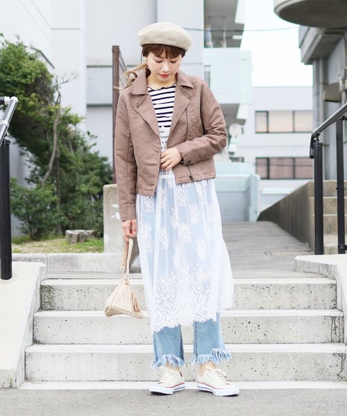 reca（レカ）の「フェイクスウェードダブルライダースジャケット（ライダースジャケット・レディース・スミクロ/グレー系その他/ブラウン/キャメル/ピンクベージュ・M）」の6枚目の写真