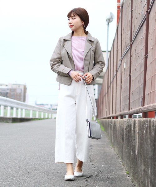 reca（レカ）の「フェイクスウェードダブルライダースジャケット（ライダースジャケット・レディース・スミクロ/グレー系その他/ブラウン/キャメル/ピンクベージュ・M）」の21枚目の写真