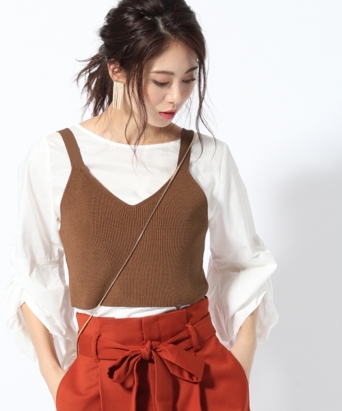 Andemiu（アンデミュウ）の「ニットキャミブラウスＳＥＴ772003（Tシャツ/カットソー・レディース・ブラック/グレー/キャメル・FREE）」の3枚目の写真