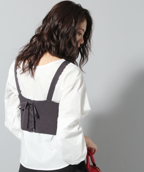 Andemiu（アンデミュウ）の「ニットキャミブラウスＳＥＴ772003（Tシャツ/カットソー・レディース・ブラック/グレー/キャメル・FREE）」の2枚目の写真