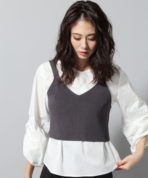 Andemiu（アンデミュウ）の「ニットキャミブラウスＳＥＴ772003（Tシャツ/カットソー・レディース・ブラック/グレー/キャメル・FREE）」の8枚目の写真