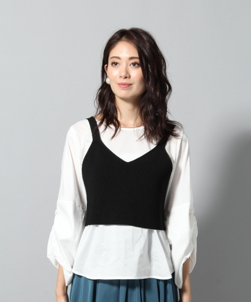 Andemiu（アンデミュウ）の「ニットキャミブラウスＳＥＴ772003（Tシャツ/カットソー・レディース・ブラック/グレー/キャメル・FREE）」の4枚目の写真