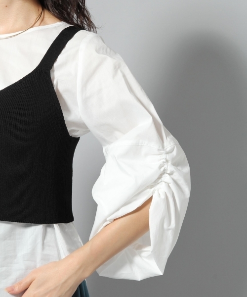 Andemiu（アンデミュウ）の「ニットキャミブラウスＳＥＴ772003（Tシャツ/カットソー・レディース・ブラック/グレー/キャメル・FREE）」の6枚目の写真