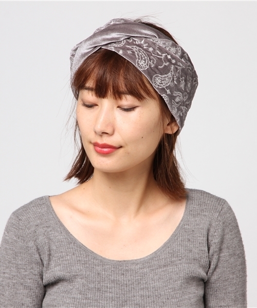 Burner（バーナー）の「【ReproFarm】ペイズリープリント ベロアヘアバンド（ヘアバンド・レディース・グレー/ベージュ/ピンク・FREE）」の3枚目の写真