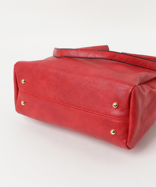 florist（フローリスト）の「【2WAY】アンティーク調レザーショルダーバッグ＆ポーチセット（ハンドバッグ・レディース・ブラウン/イエロー/ピンク/ブラック/グリーン/キャメル/レッド・FREE）」の11枚目の写真