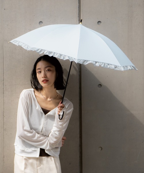 Wpc.（ダブリュピーシー）の「完全遮光 遮光クラシックフリル 日傘 長傘 Wpc.（長傘・レディース・ブラック/ベージュ/ネイビー/ラベンダー/ミント/ブラウン/サックスブルー/オフホワイト/グレー・FREE）」の8枚目の写真