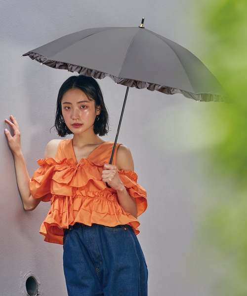 Wpc.（ダブリュピーシー）の「完全遮光 遮光クラシックフリル 日傘 長傘 Wpc.（長傘・レディース・ブラック/ベージュ/ネイビー/ラベンダー/ミント/ブラウン/サックスブルー/オフホワイト/グレー・FREE）」の12枚目の写真