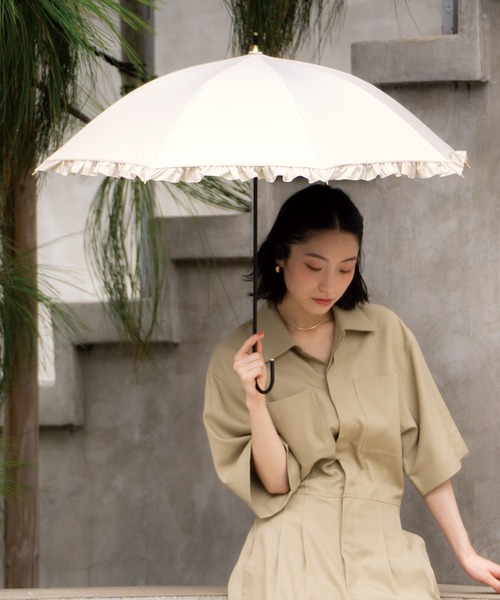 Wpc.（ダブリュピーシー）の「完全遮光 遮光クラシックフリル 日傘 長傘 Wpc.（長傘・レディース・ブラック/ベージュ/ネイビー/ラベンダー/ミント/ブラウン/サックスブルー/オフホワイト/グレー・FREE）」の10枚目の写真