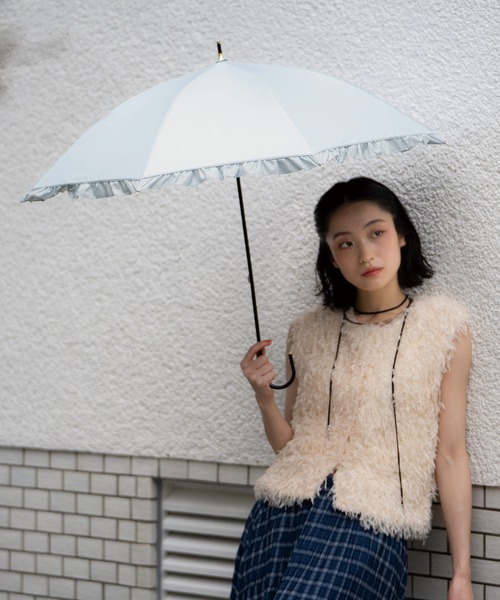Wpc.（ダブリュピーシー）の「完全遮光 遮光クラシックフリル 日傘 長傘 Wpc.（長傘・レディース・ブラック/ベージュ/ネイビー/ラベンダー/ミント/ブラウン/サックスブルー/オフホワイト/グレー・FREE）」の14枚目の写真