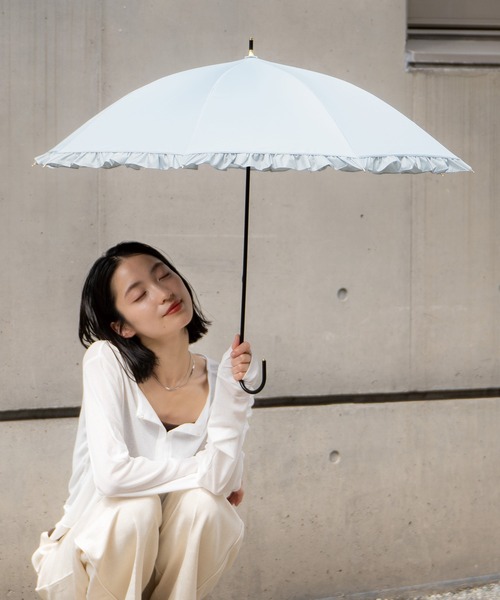 Wpc.（ダブリュピーシー）の「完全遮光 遮光クラシックフリル 日傘 長傘 Wpc.（長傘・レディース・ブラック/ベージュ/ネイビー/ラベンダー/ミント/ブラウン/サックスブルー/オフホワイト/グレー・FREE）」の15枚目の写真