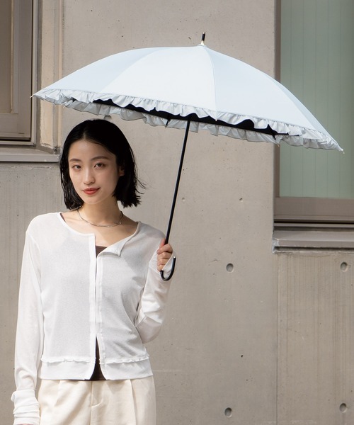 Wpc.（ダブリュピーシー）の「完全遮光 遮光クラシックフリル 日傘 長傘 Wpc.（長傘・レディース・ブラック/ベージュ/ネイビー/ラベンダー/ミント/ブラウン/サックスブルー/オフホワイト/グレー・FREE）」の16枚目の写真